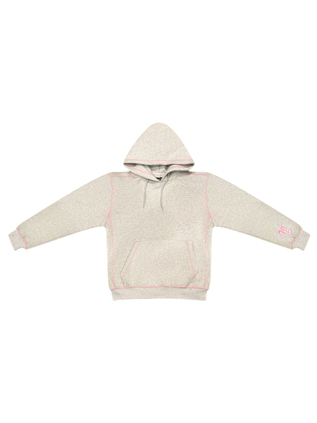 Middle Lane New York Contrast Stitch Hoodie Grey/Pink